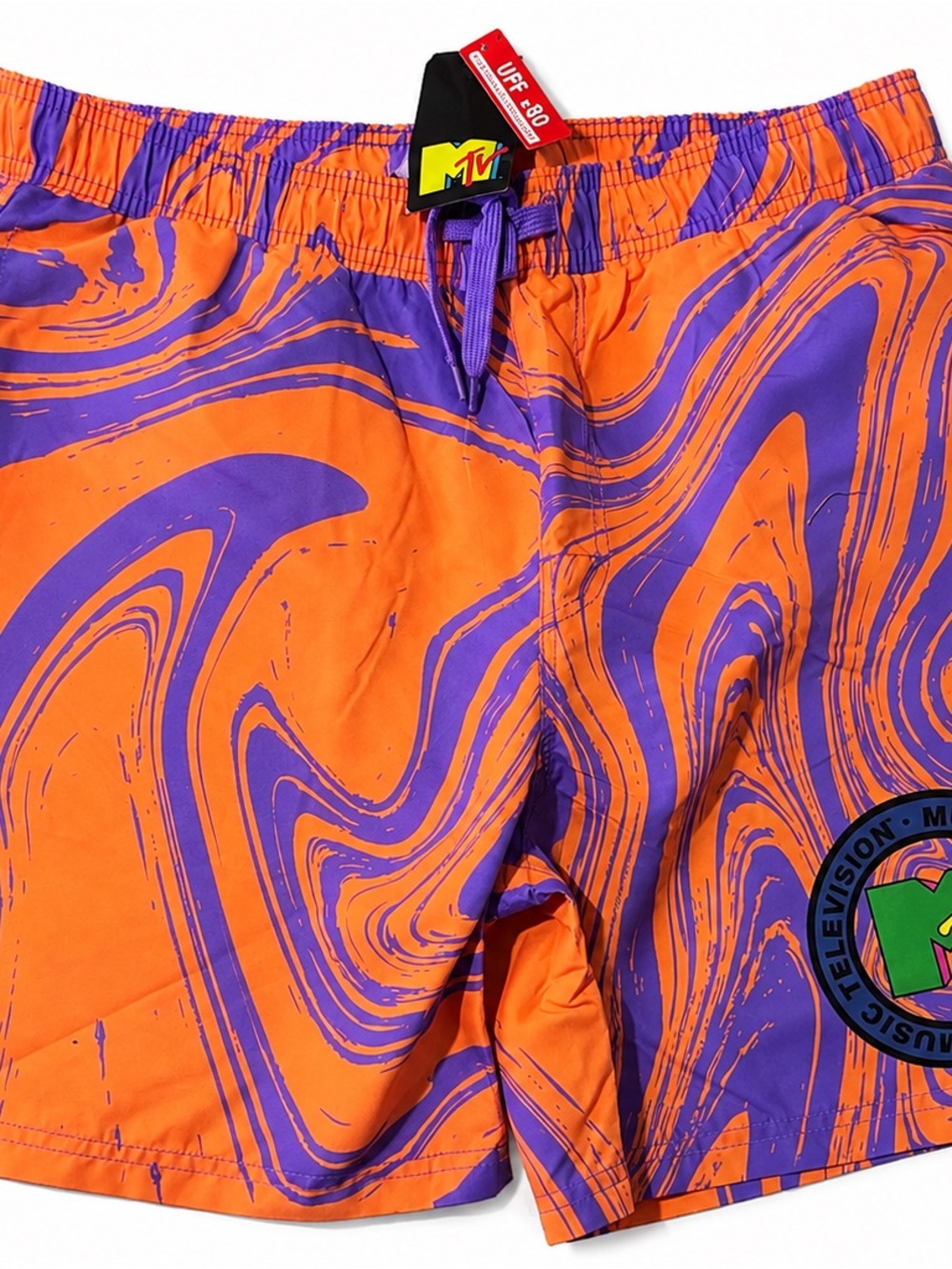 MTV Orange & Purple Swirl Swim Trunks
